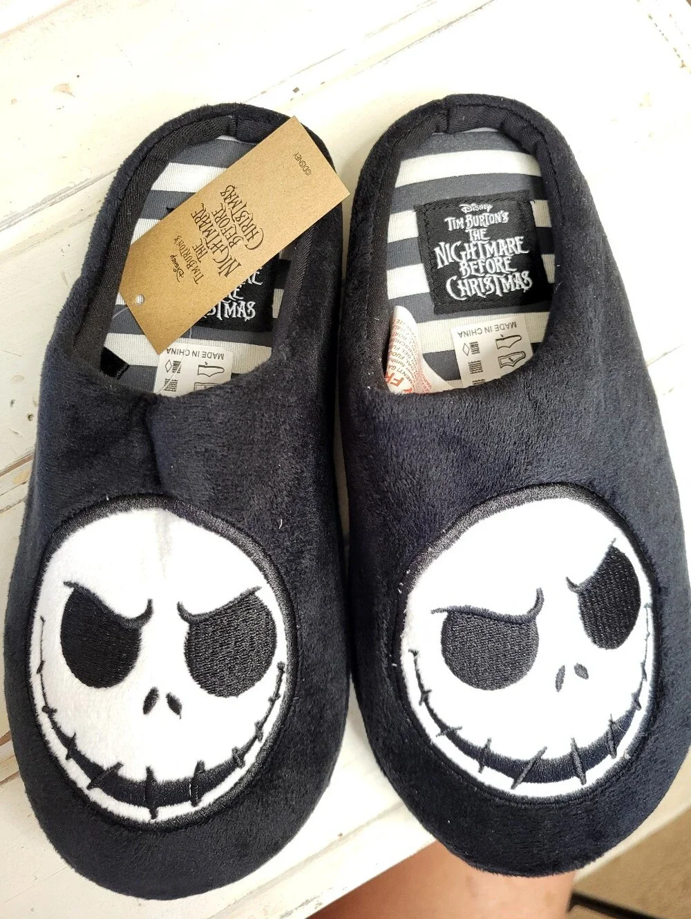 Disney Black Jack Skellington Kids Mule Slippers. Size 3/4